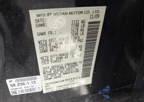 2010 Infiniti Qx56 from USA, damaged, VIN 5N3ZA0NE1AN904925